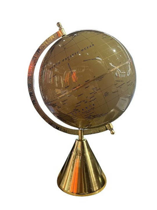 Beiger Globus mit Goldener Kegelform Basis 36cm