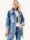 Lungă Jachetă de femei din denim Denim