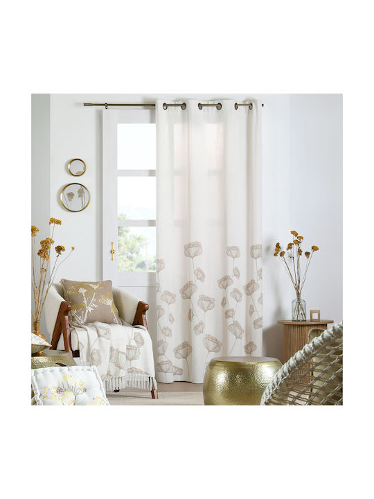 Κουρτίνα με Τρουκς Oriana Εκρού 140x260εκ.