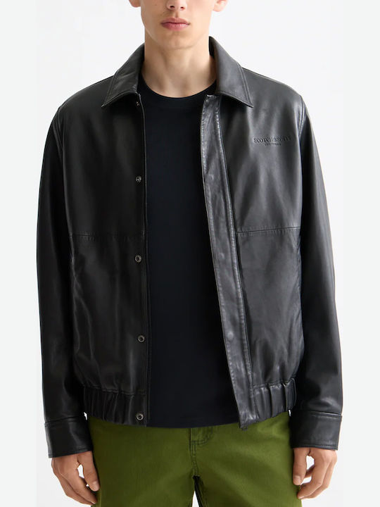 Scotch & Soda Δερμάτινο Μπουφάν Anthracite