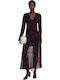 Maxi Abendkleid mit Rüschen Lila