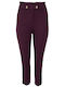 Women's High-waisted Fabric Capri Trousers Slim Fit Purple
