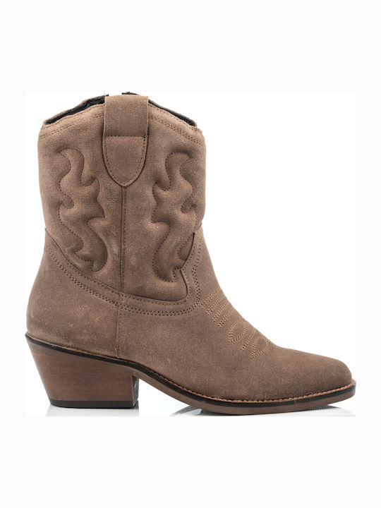 Leather Women's Cowboy Boots Beige