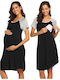 Queen Mother Nightgown Maternity & Nursing Black-grey