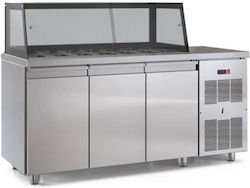 Inox Dobros Английски превод: Stainless Steel Refrigerator Counter Салата with 3 Doors and Cooling Machine L175xW70xH130см