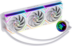 Monarch Gear Styx Охлаждане AIO CPU с 3 Вентилатора 120mm и RGB Осветление Бял