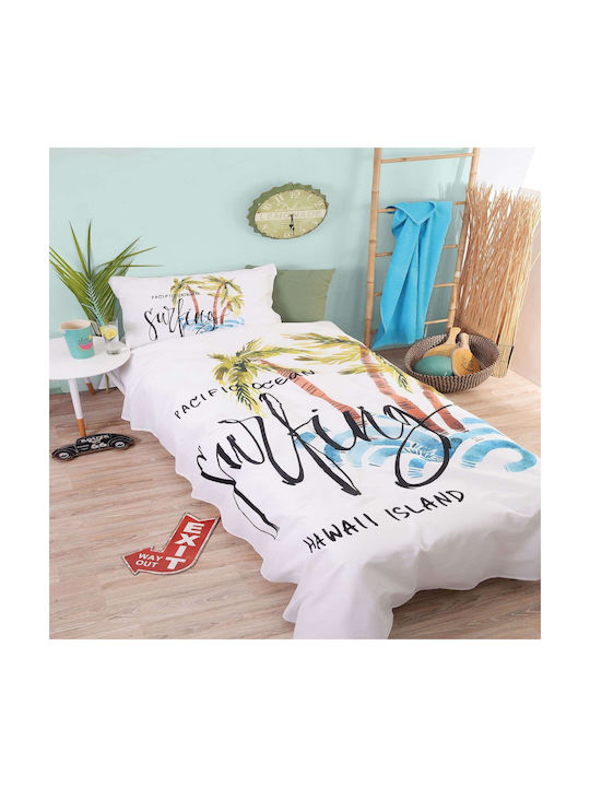 Rythmos Hawaii Set Kids Duvet Cover Single with Pillowcase Cotton Blue 155x230cm