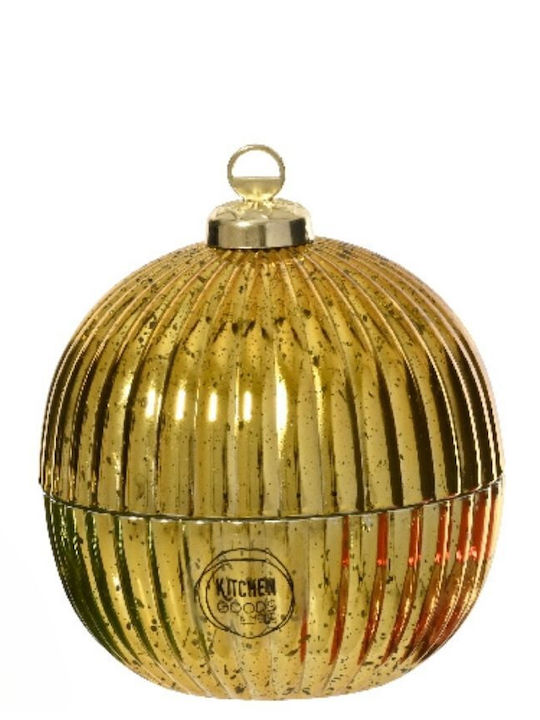 Weihnachtskerzen & Kerzenständer Glas Aufbewahrungsbox Kerzenleuchter Ballform Gold 12,8x15,3cm 306.001.0799.04