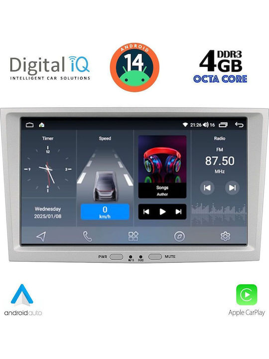Digital IQ Car Audio System for Opel Corsa / Meriva / Tigra / Vectra 2004-2014 (Bluetooth/USB/AUX/WiFi/GPS/Apple-Carplay/Android-Auto) with Touch Screen 8"