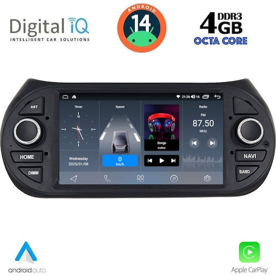 Digital IQ Car Audio System for Peugeot Bipper Citroen Nemo Lexus CT 2008 (Bluetooth/USB/AUX/WiFi/GPS/Apple-Carplay/Android-Auto) with Touch Screen 7"
