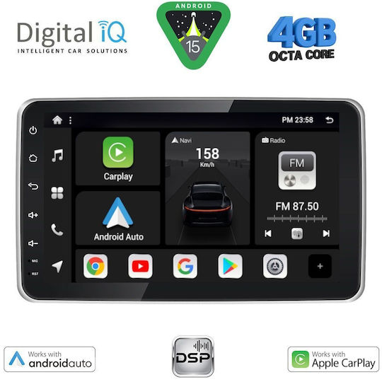 Digital IQ Автомобилна Аудио Система (Блутут/USB/AUX/WiFi/GPS/Apple-Carplay/Android-Auto) с Тъчскрийн 9"