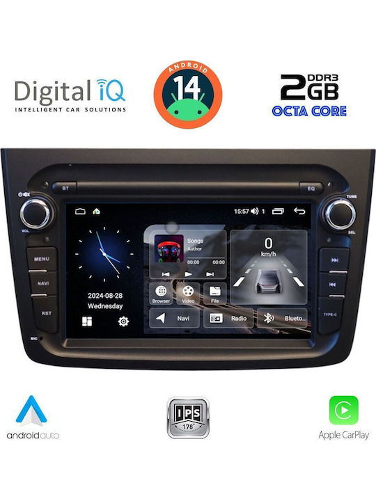 Digital IQ Car Audio System for Alfa Romeo Mito 2008-2018 (Bluetooth/USB/AUX/WiFi/GPS/Apple-Carplay/Android-Auto) with Touch Screen 7"