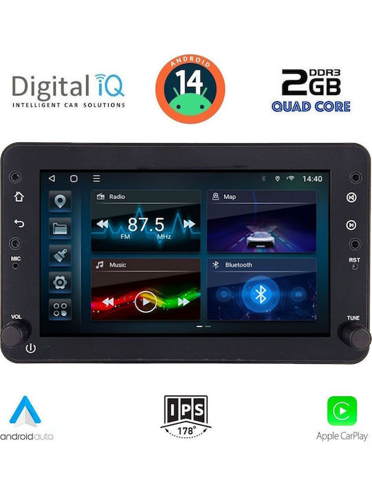 Digital IQ Auto-Audiosystem für Alfa Romeo Spinne / Brera 2004-2012 (Bluetooth/USB/AUX/WiFi/GPS/Apple-Carplay/Android-Auto) mit Touchscreen 7"