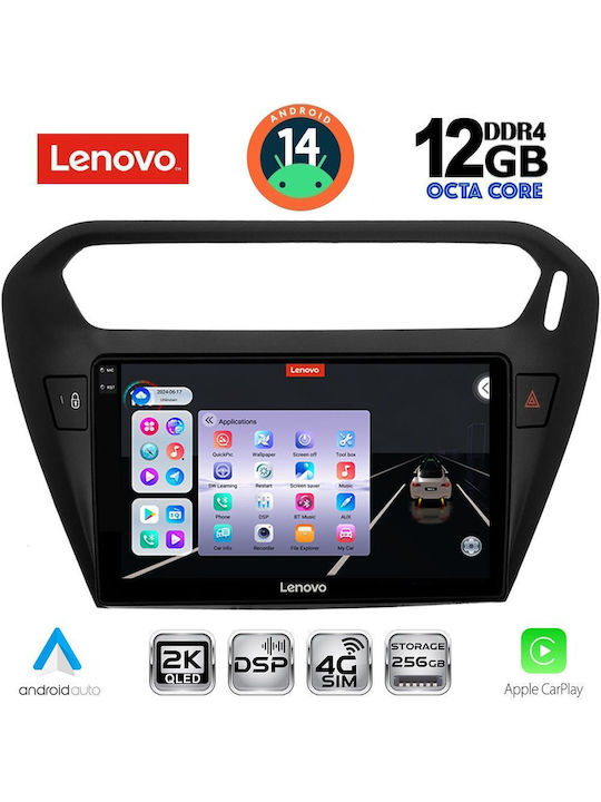 Lenovo Car Audio System for Peugeot 301 Citroen C-Elysee BMW X1 / X3 / X4 2013 (Bluetooth/USB/AUX/WiFi/GPS/Apple-Carplay/Android-Auto) with Touch Screen 9"