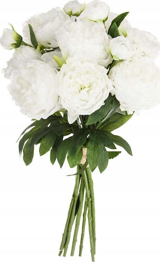 Atmosphera Bouquet Artificial Flowers 13 Peonies In White Height 50 Cm