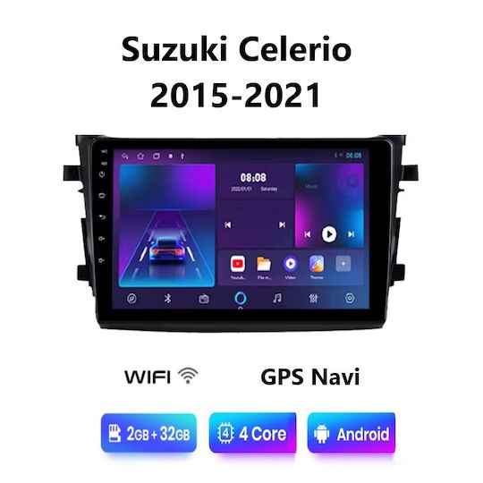 Ηχοσύστημα Αυτοκινήτου για Suzuki Celerio 2015-2021 (Bluetooth/USB/WiFi/GPS/Apple-Carplay/Android-Auto) με Οθόνη Αφής 9"