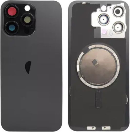 Apple Iphone 15 Pro Max Battery Door Camera Lens Magsafe Black Logo Oem