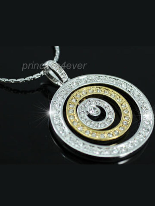 Gold Plated Designer Circles Necklace with Swarovski Crystals Georgita