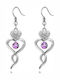 Heart Dangle Earrings White Gold Plated Swarovski Crystals Abilene