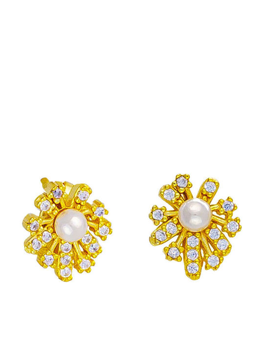 Excite-Fashion Earrings made of Silver Gold Plated with Stones & Pearls