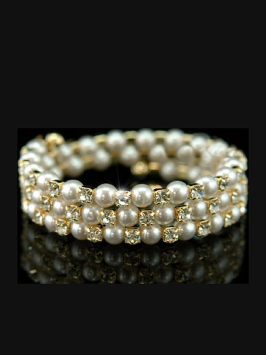 Gold Plated Crystal Faux Pearl Bracelet Marcia
