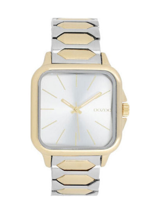 Oozoo Timepieces Ανδρικό Ρολόι 44mm Μπαταρίας με Ατσάλινο Μπρασελέ Silver/gold