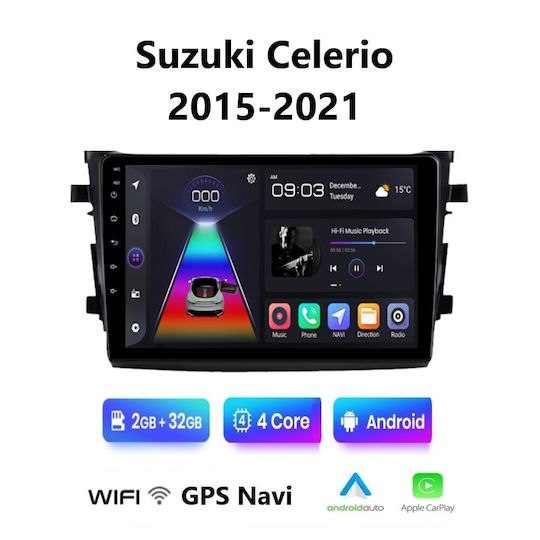 Sistem Audio Auto pentru Suzuki Celerio 2015-2021 (Bluetooth/USB/WiFi/GPS/Apple-Carplay/Android-Auto) cu Ecran Tactil 9"
