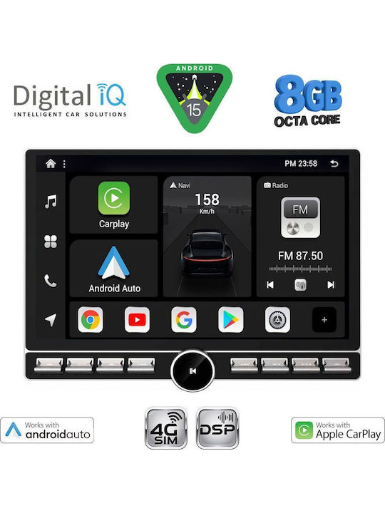 Digital IQ Автомобилна Аудио Система (Блутут/USB/AUX/WiFi/GPS/Apple-Carplay/Android-Auto) с Тъчскрийн 10.1"