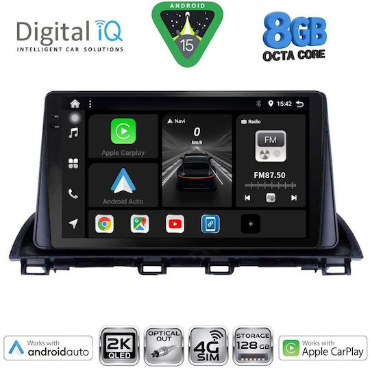 Digital IQ Ηχοσύστημα Αυτοκινήτου για Mazda 3 2014-2019 (Bluetooth/USB/AUX/WiFi/GPS/Apple-Carplay/Android-Auto) με Οθόνη Αφής 9"