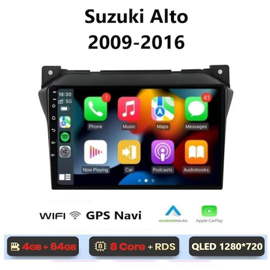 Ηχοσύστημα Αυτοκινήτου για Suzuki Alto 2009-2016 (Bluetooth/USB/WiFi/GPS/Apple-Carplay/Android-Auto) με Οθόνη Αφής 9"