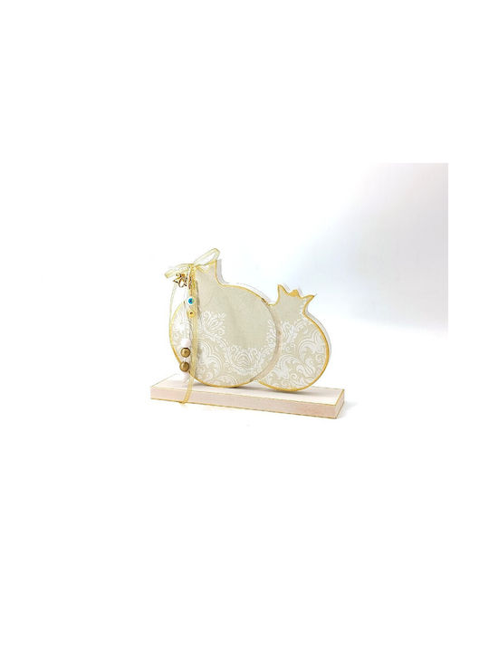 Korres Craft Handmade Hanging Lucky Charm Pomegranate Gold made of Wood 13.5x18cm 1pcs