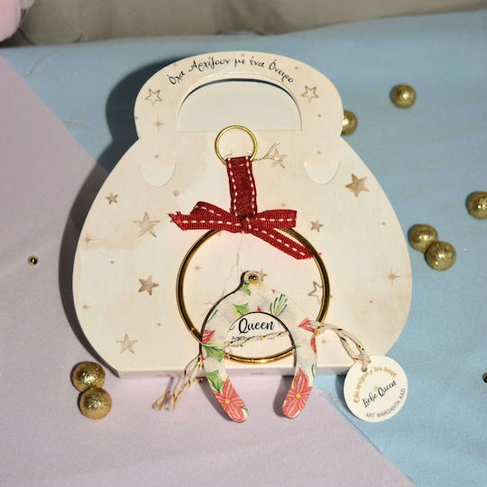 LiebeQueen Handmade Hanging Lucky Charm Horseshoe Gold made of Wood 1pcs