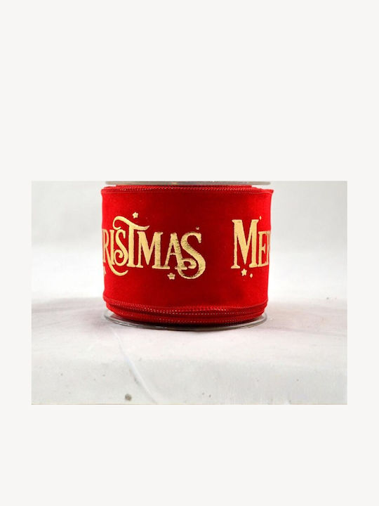Velvet Ribbon Luxury Merry Christmas Red – Gold – 6cm X 9m 229.001.0259.55