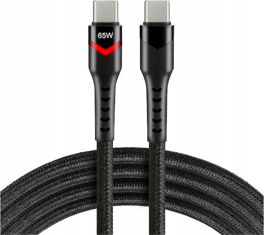 everActive LED USB 2.0 Cable USB-C male - USB-C 45W PD Μαύρο 3m CBB-3PDR