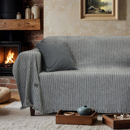 Lino Home Velora Ριχτάρι Πολυθρόνας Chenille 180x180εκ. Γκρι