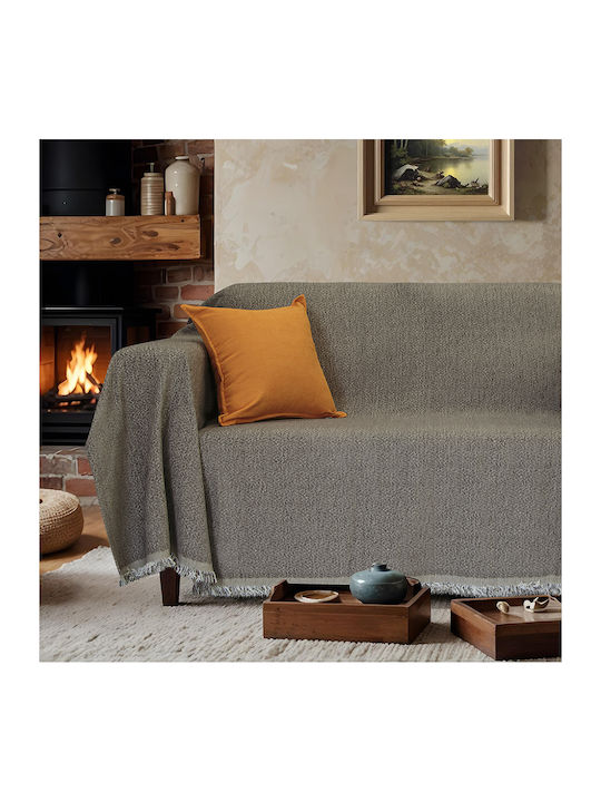 Lino Home Boxi Sofa Throw Chenille 180x250cm Khaki