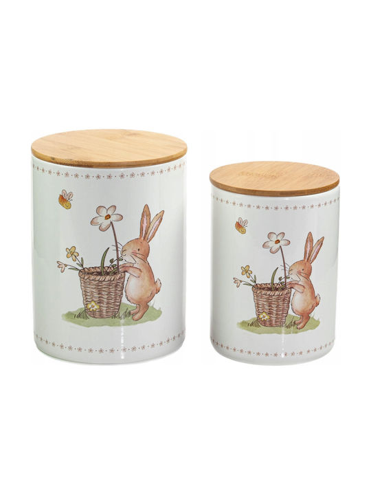 Boltze Set of 2pcs Jars General Use with Lid Ceramic