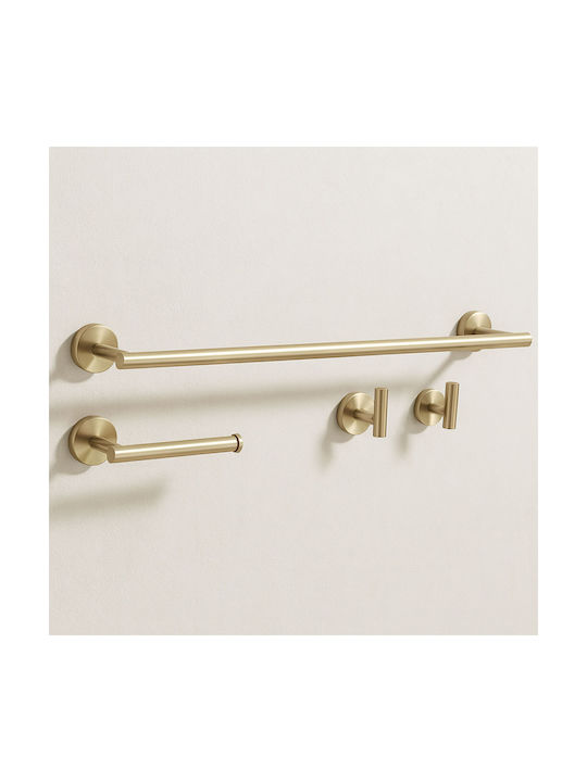 Rea Ari Metal Bathroom Accessory Set Gold 4pcs