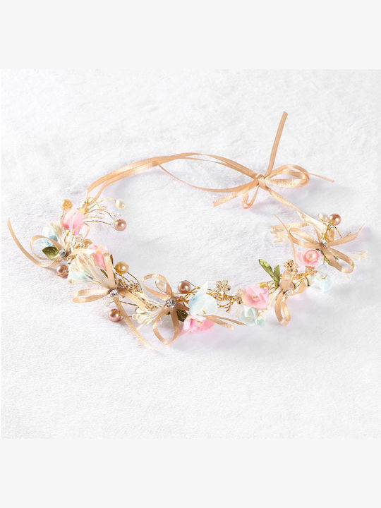 Accesoriu Coroniță de Păr Cristale Flori Panglică Șampanie Roz Pentru Domnișoară de Onoare Hariet