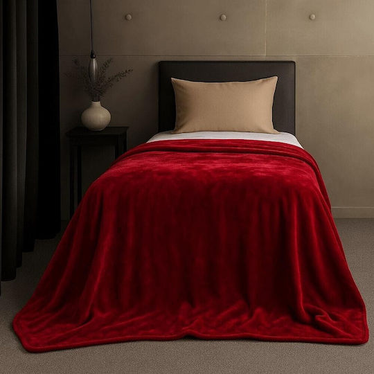 Astron Italy Κουβέρτα Βελουτέ Μονή 150x220εκ. Κόκκινη