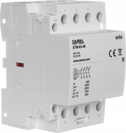 Modular Contactor Coil 63A 230V AC 4xNO TH35 EXTA