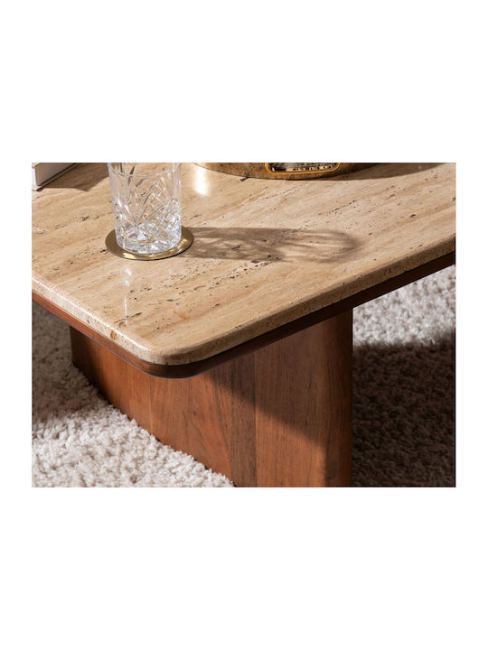 Rectangular Central Coffee Table Jivan Made of Solid Wood Beige W120xL70xH41cm