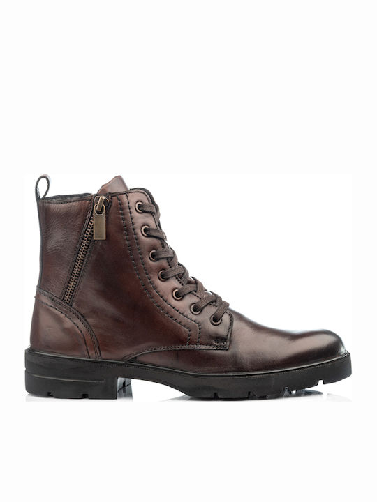 Leather Women's Ankle Boots Brown