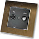 TV Sat Terminal Socket Black Frame Gold Metalli...
