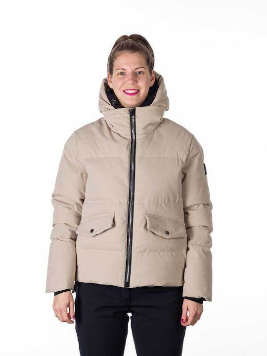 Women's Short Lifestyle Jacket for Winter Beige
