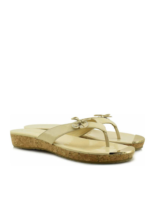 Δερμάτινα Γυναικεία Σανδάλια Flatforms Μπεζ