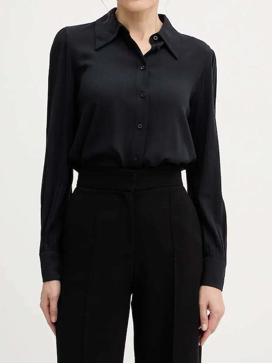 Langärmelig Damen Hemd Black