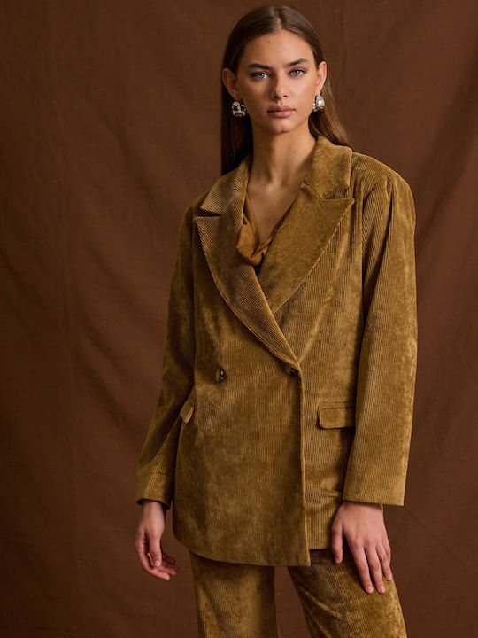 Enzzo Irina Damen Zeichenfolge Gekreuzt Blazer Olive