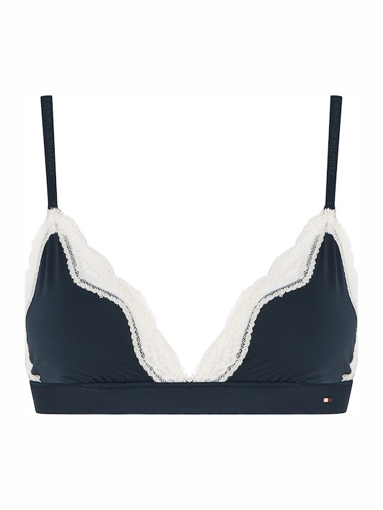 Tommy Hilfiger Uw0uw06052-c1g Women's Bralette Unlined Lace Triangle Dark Blue