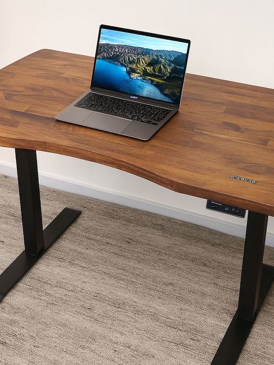 Elektrisch Schreibtisch aus Massivholz Iroko, B...